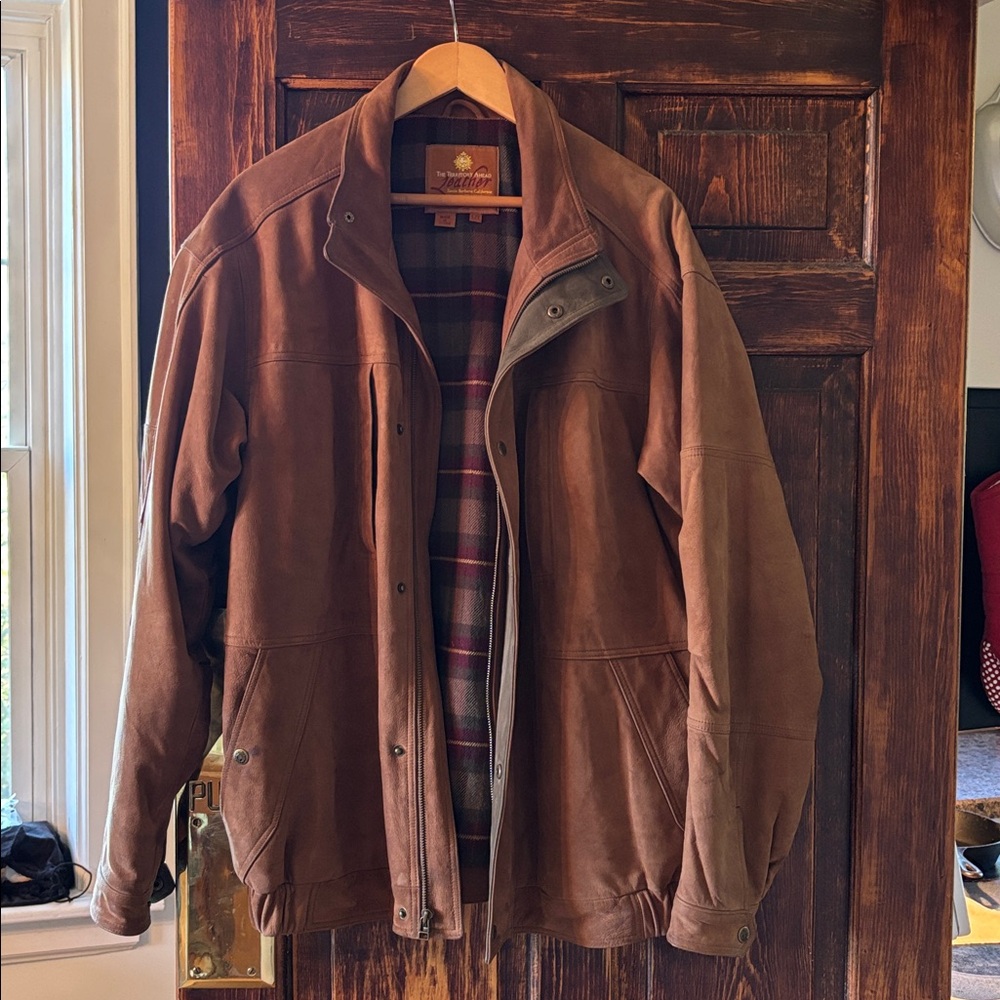 The Territory Ahead Brown Suede Leather Bomber Jacket